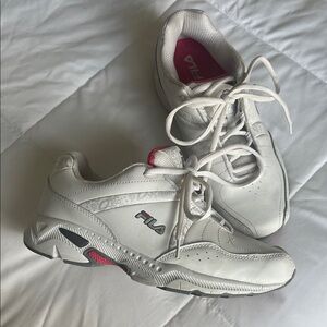 Fila White Sneakers with Pink Details